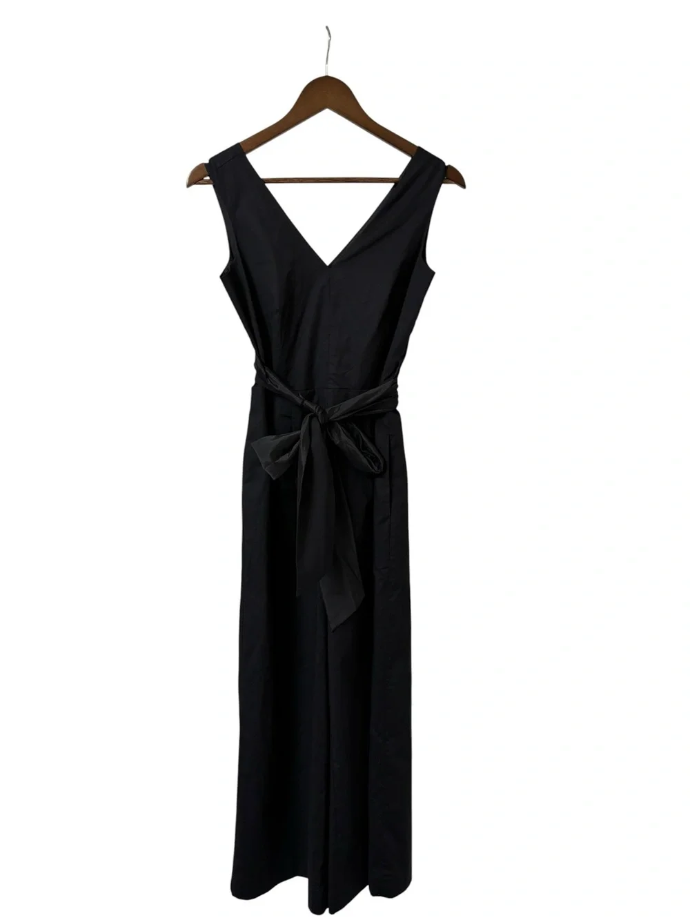 J.Crew black crop wide leg wrap tie stretch poplin tailored v neck jumpsuit 00